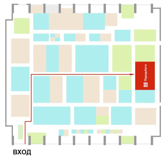 Схема прохода выставки Моторшоу 2025 с техникой Sollers